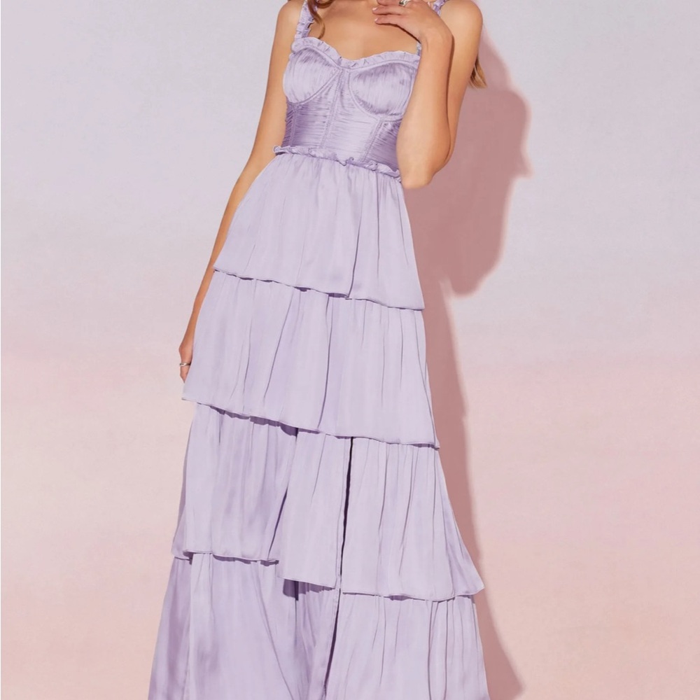 Astr Lilac Tiered Maxi Dress